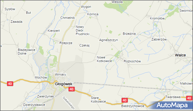 mapa Nowe Kotkowice, Nowe Kotkowice na mapie Targeo