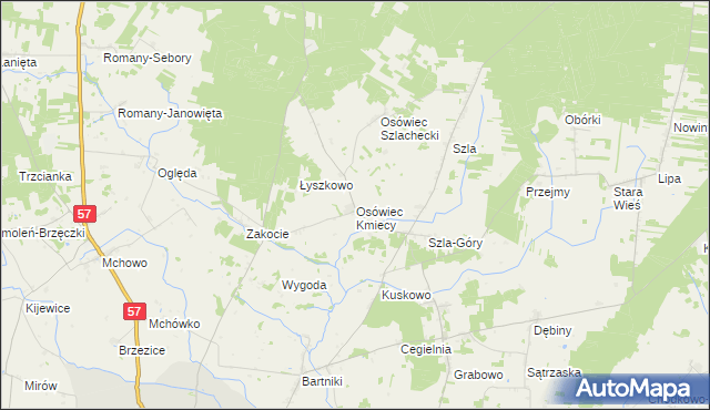 mapa Osówiec Kmiecy, Osówiec Kmiecy na mapie Targeo