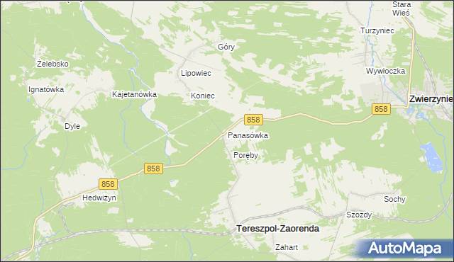 mapa Panasówka, Panasówka na mapie Targeo