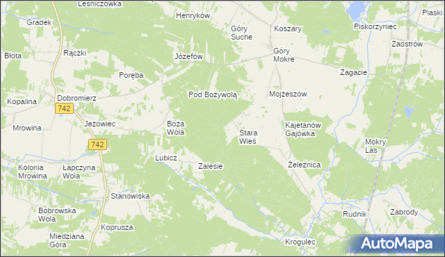 mapa Posada gmina Przedbórz, Posada gmina Przedbórz na mapie Targeo