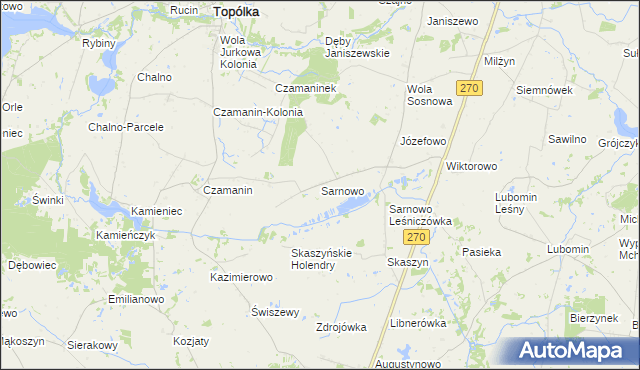 mapa Sarnowo gmina Lubraniec, Sarnowo gmina Lubraniec na mapie Targeo
