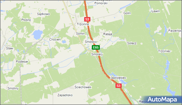 mapa Smolary gmina Nowogródek Pomorski, Smolary gmina Nowogródek Pomorski na mapie Targeo