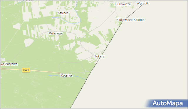 mapa Tokary gmina Mielnik, Tokary gmina Mielnik na mapie Targeo