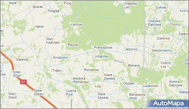 mapa Urbanów, Urbanów na mapie Targeo