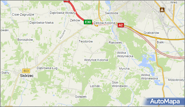 mapa Wołyńce gmina Siedlce, Wołyńce gmina Siedlce na mapie Targeo