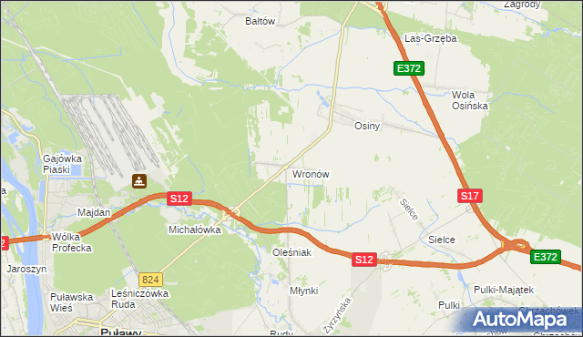 mapa Wronów gmina Końskowola, Wronów gmina Końskowola na mapie Targeo