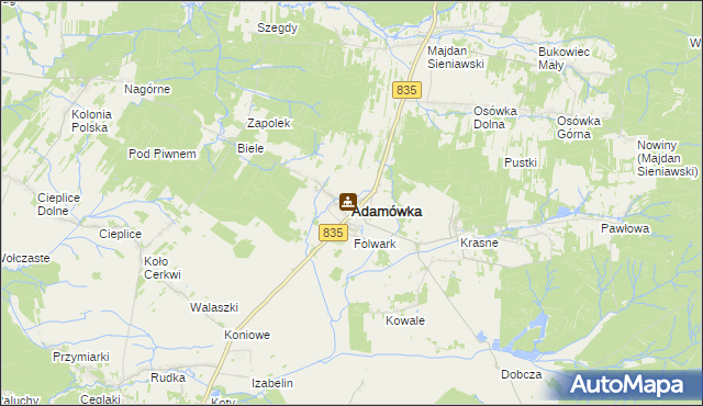 mapa Adamówka powiat przeworski, Adamówka powiat przeworski na mapie Targeo