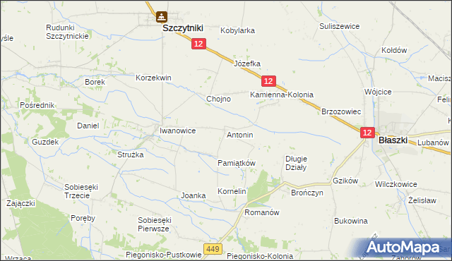 mapa Antonin gmina Szczytniki, Antonin gmina Szczytniki na mapie Targeo