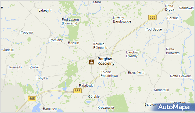 mapa Bargłów Kościelny, Bargłów Kościelny na mapie Targeo