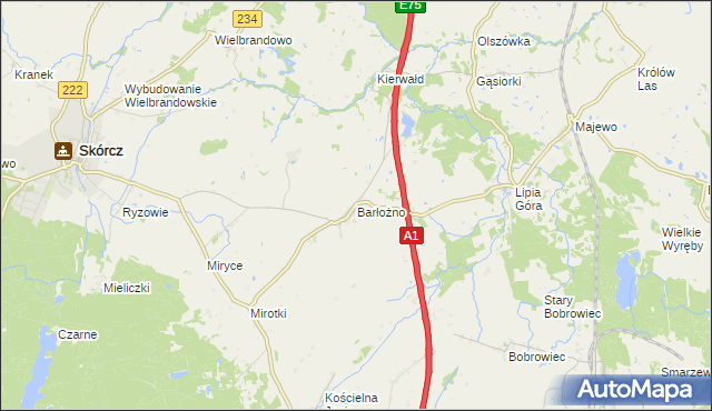 mapa Barłożno, Barłożno na mapie Targeo