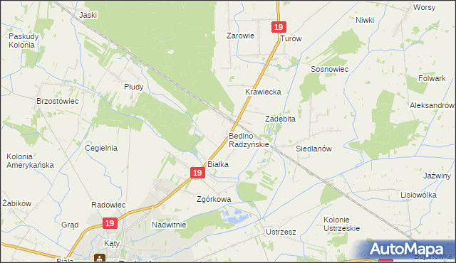 mapa Bedlno Radzyńskie, Bedlno Radzyńskie na mapie Targeo