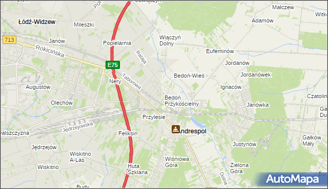 mapa Bedoń Przykościelny, Bedoń Przykościelny na mapie Targeo