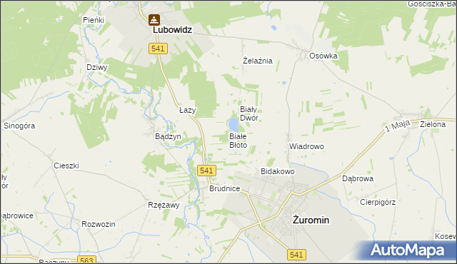 mapa Białe Błoto gmina Żuromin, Białe Błoto gmina Żuromin na mapie Targeo