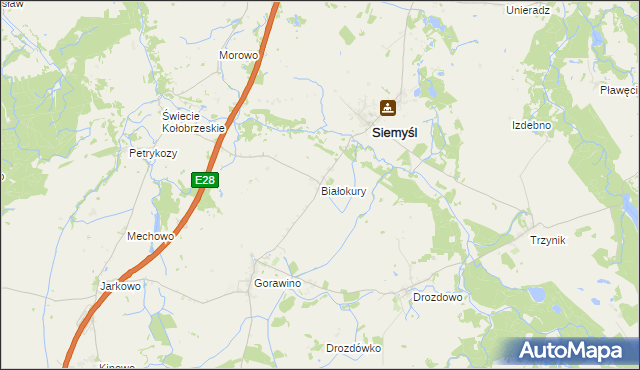 mapa Białokury, Białokury na mapie Targeo