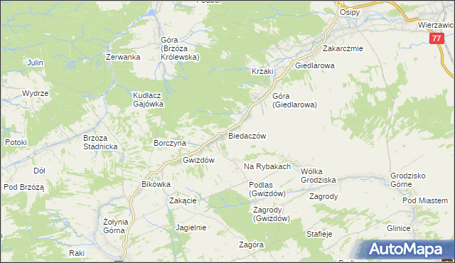 mapa Biedaczów, Biedaczów na mapie Targeo