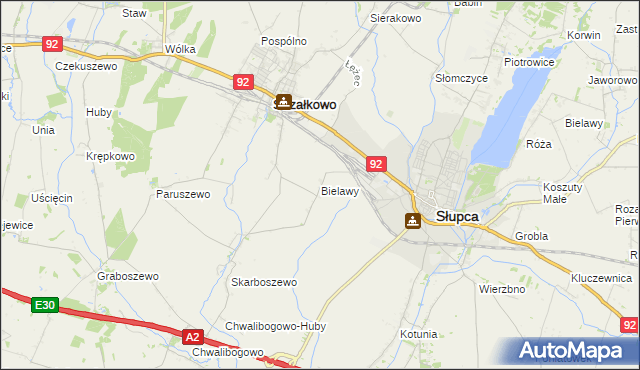 mapa Bielawy gmina Strzałkowo, Bielawy gmina Strzałkowo na mapie Targeo