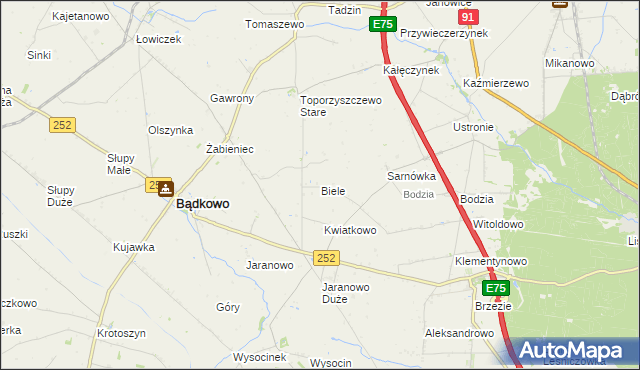 mapa Biele gmina Bądkowo, Biele gmina Bądkowo na mapie Targeo