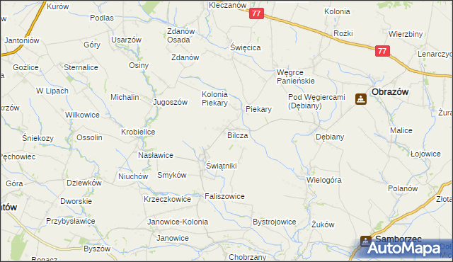 mapa Bilcza gmina Obrazów, Bilcza gmina Obrazów na mapie Targeo