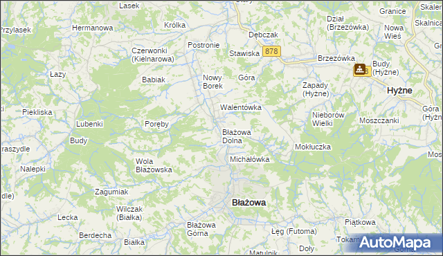 mapa Błażowa Dolna, Błażowa Dolna na mapie Targeo