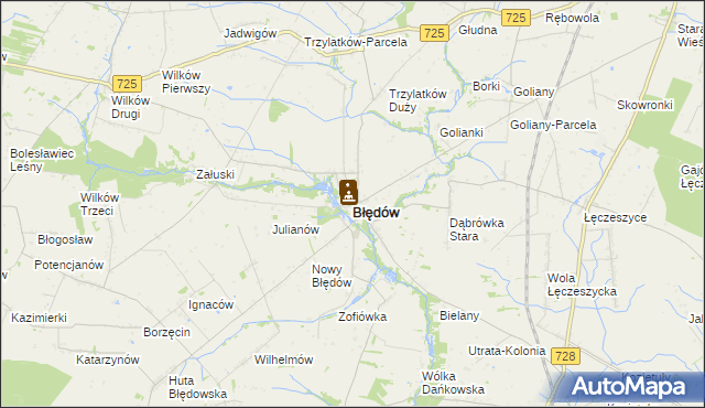 mapa Błędów powiat grójecki, Błędów powiat grójecki na mapie Targeo