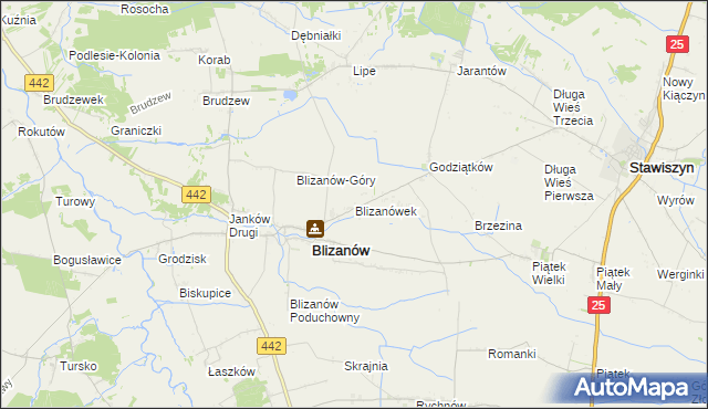 mapa Blizanówek, Blizanówek na mapie Targeo