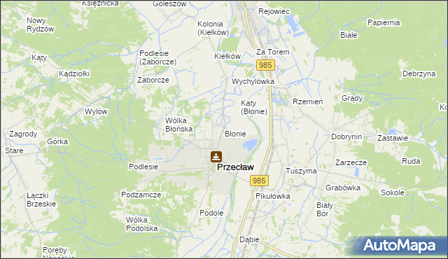 mapa Błonie gmina Przecław, Błonie gmina Przecław na mapie Targeo