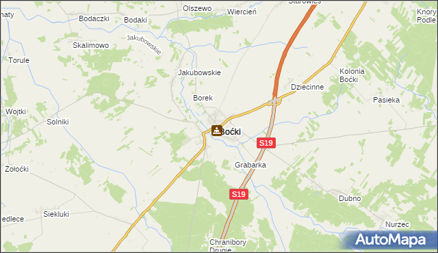 mapa Boćki, Boćki na mapie Targeo