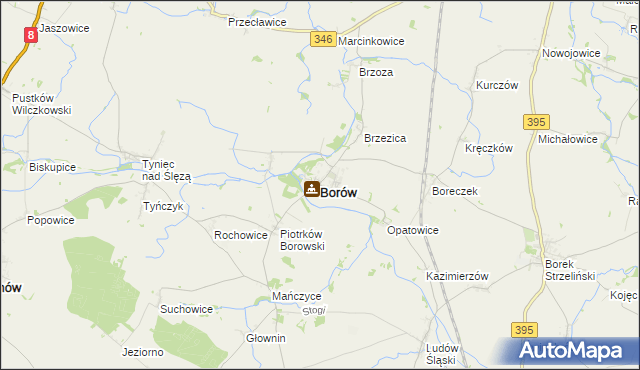 mapa Borów powiat strzeliński, Borów powiat strzeliński na mapie Targeo