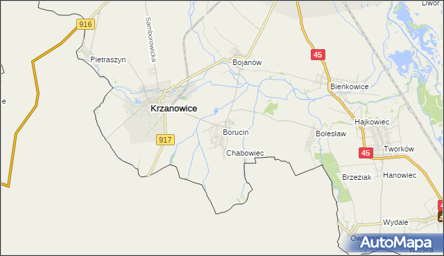 mapa Borucin gmina Krzanowice, Borucin gmina Krzanowice na mapie Targeo