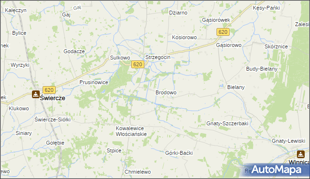 mapa Brodowo gmina Świercze, Brodowo gmina Świercze na mapie Targeo