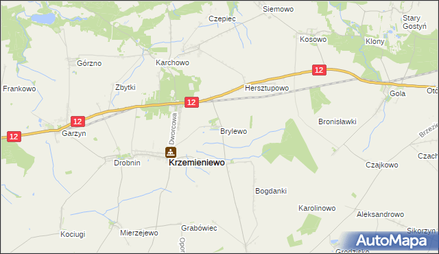 mapa Brylewo gmina Krzemieniewo, Brylewo gmina Krzemieniewo na mapie Targeo