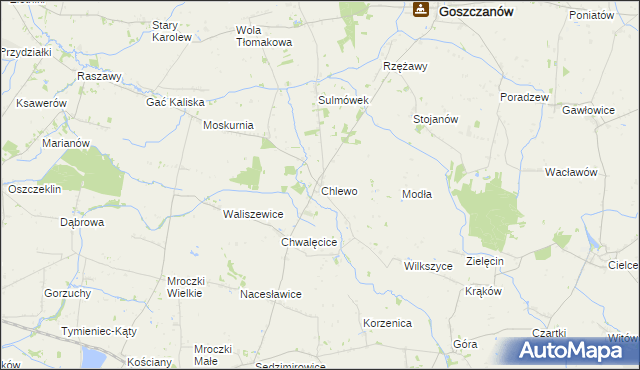 mapa Chlewo gmina Goszczanów, Chlewo gmina Goszczanów na mapie Targeo