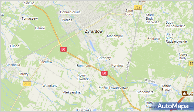 mapa Chroboty, Chroboty na mapie Targeo