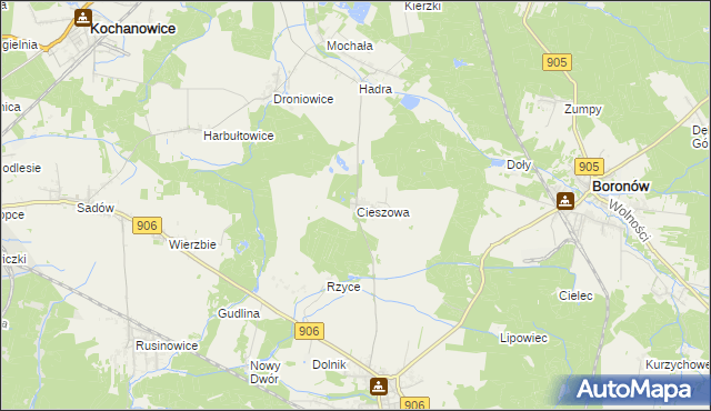 mapa Cieszowa, Cieszowa na mapie Targeo