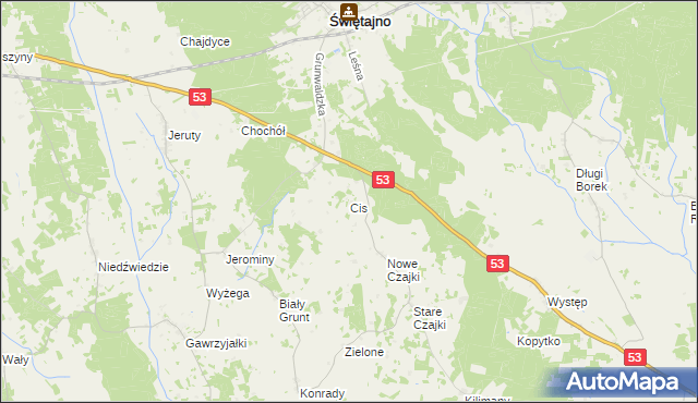 mapa Cis gmina Świętajno, Cis gmina Świętajno na mapie Targeo