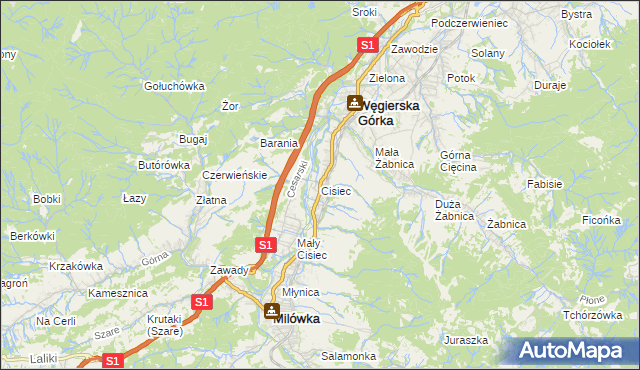 mapa Cisiec, Cisiec na mapie Targeo