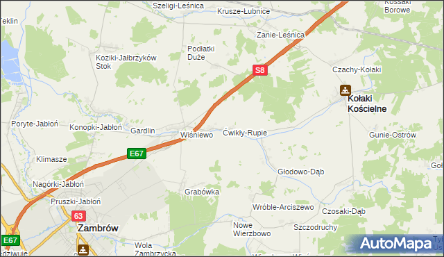 mapa Ćwikły-Rupie, Ćwikły-Rupie na mapie Targeo