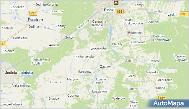 mapa Czarna Kolonia, Czarna Kolonia na mapie Targeo