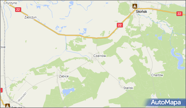 mapa Czarnów gmina Górzyca, Czarnów gmina Górzyca na mapie Targeo