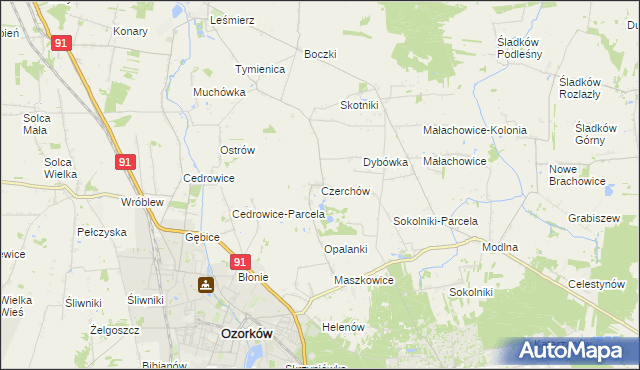 mapa Czerchów, Czerchów na mapie Targeo