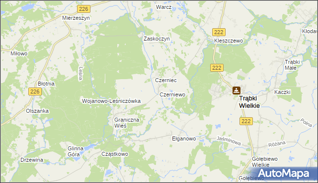 mapa Czerniewo gmina Trąbki Wielkie, Czerniewo gmina Trąbki Wielkie na mapie Targeo