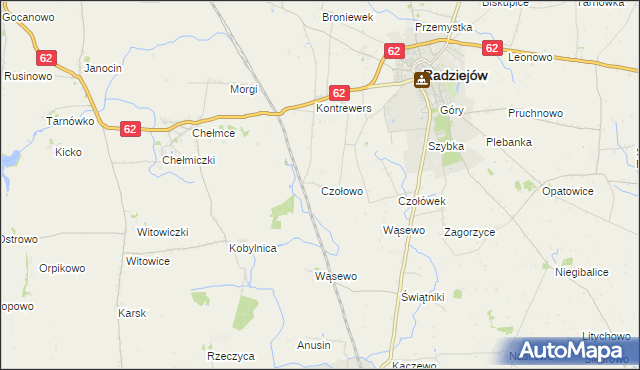 mapa Czołowo gmina Radziejów, Czołowo gmina Radziejów na mapie Targeo