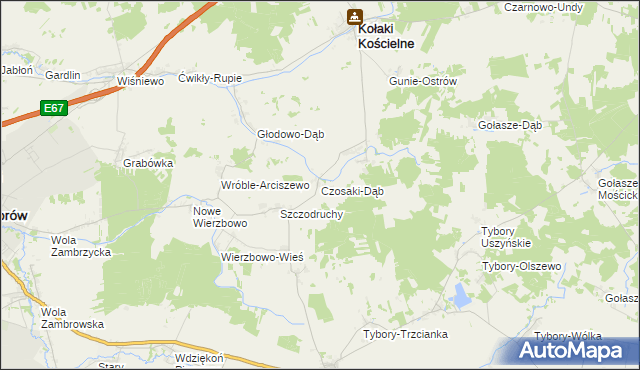 mapa Czosaki-Dąb, Czosaki-Dąb na mapie Targeo