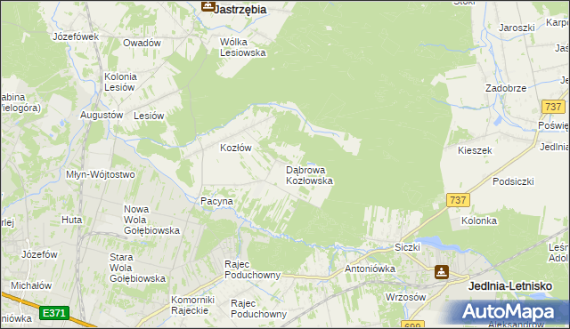 mapa Dąbrowa Kozłowska, Dąbrowa Kozłowska na mapie Targeo