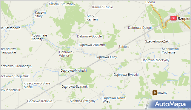 mapa Dąbrowa-Łazy gmina Szepietowo, Dąbrowa-Łazy gmina Szepietowo na mapie Targeo