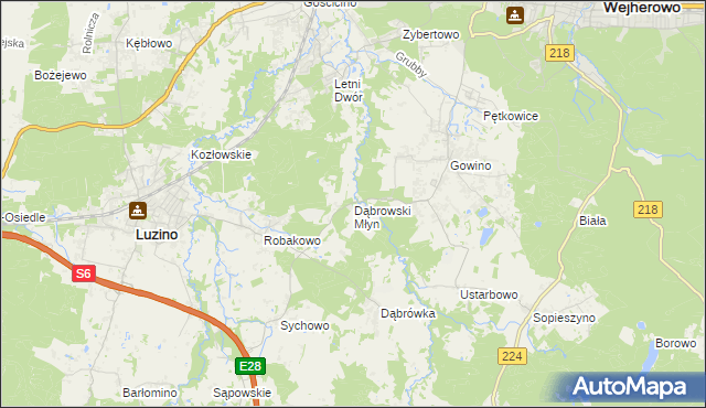 mapa Dąbrowski Młyn, Dąbrowski Młyn na mapie Targeo