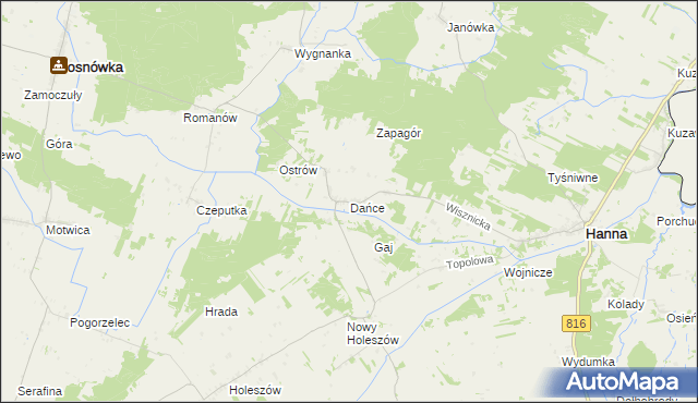 mapa Dańce, Dańce na mapie Targeo