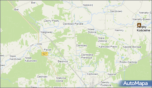 mapa Daniłowo gmina Małkinia Górna, Daniłowo gmina Małkinia Górna na mapie Targeo