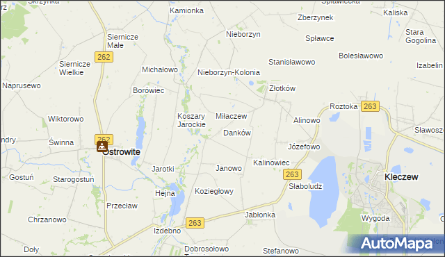 mapa Danków gmina Kleczew, Danków gmina Kleczew na mapie Targeo