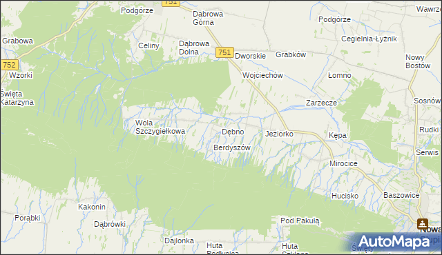 mapa Dębno gmina Nowa Słupia, Dębno gmina Nowa Słupia na mapie Targeo